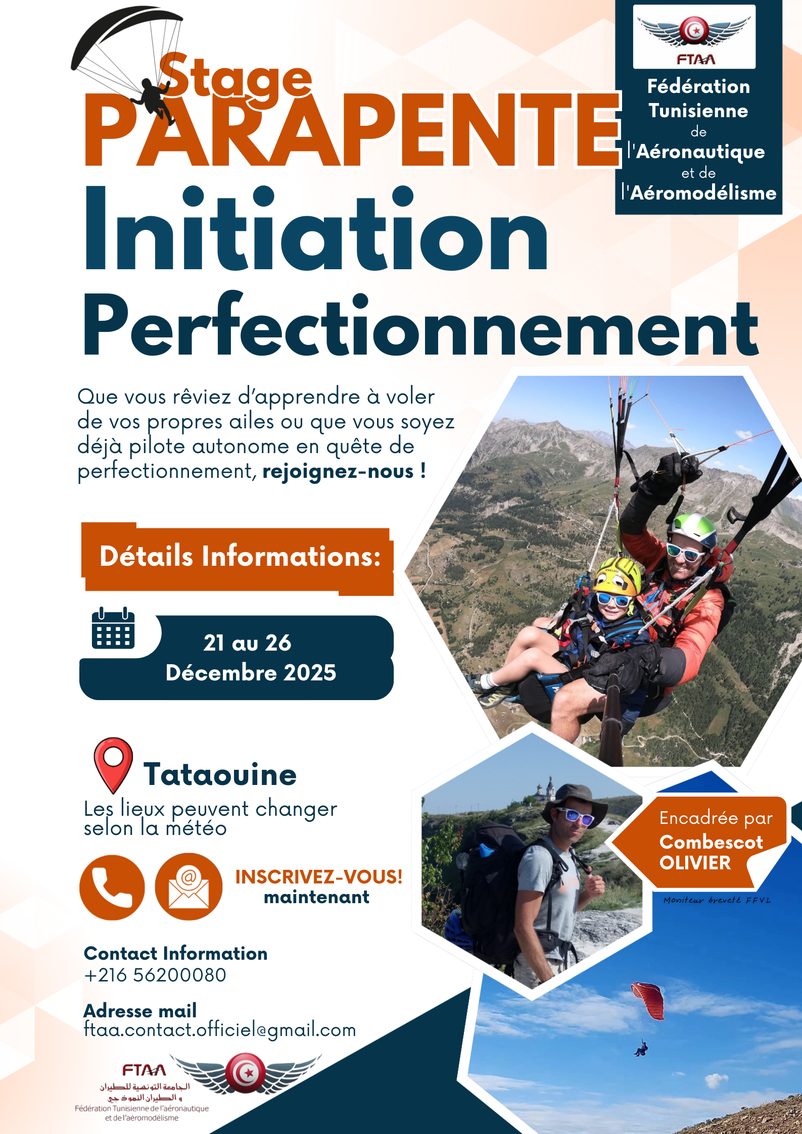 Affiche du stage parapente FTAA